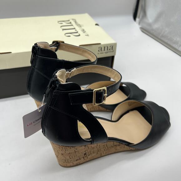 Liz Claiborne Womens Octavia Wedge Sandals Black Size 11M - Picture 4 of 12